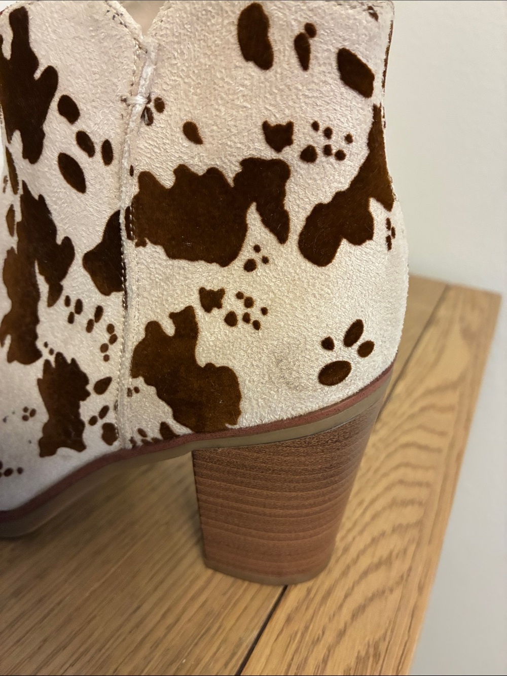 MIA Brown and White Cow-Print Ankle Boots - Picture 12 of 13